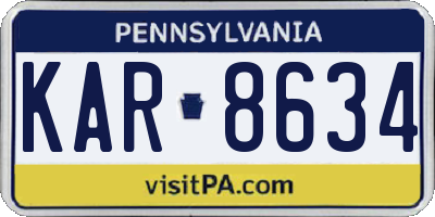 PA license plate KAR8634