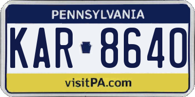 PA license plate KAR8640
