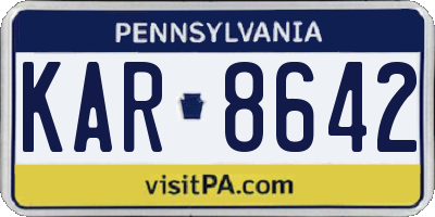 PA license plate KAR8642