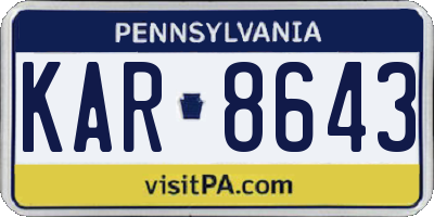 PA license plate KAR8643