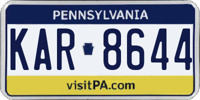 PA license plate KAR8644