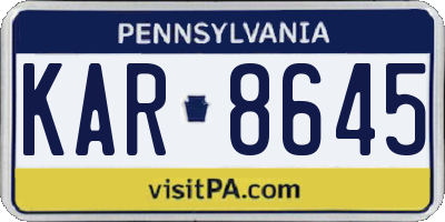 PA license plate KAR8645