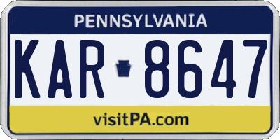 PA license plate KAR8647