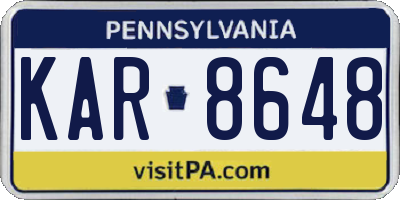 PA license plate KAR8648
