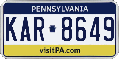 PA license plate KAR8649