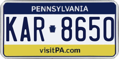 PA license plate KAR8650