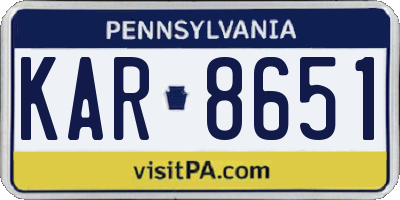 PA license plate KAR8651