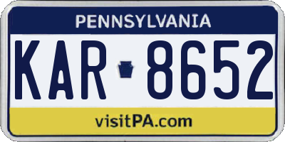 PA license plate KAR8652