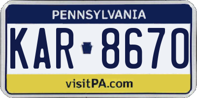 PA license plate KAR8670