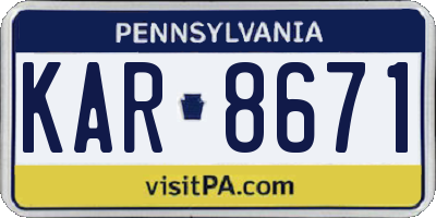 PA license plate KAR8671