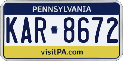 PA license plate KAR8672