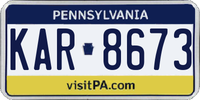 PA license plate KAR8673