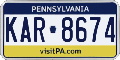 PA license plate KAR8674