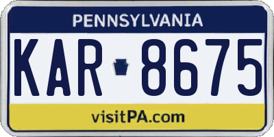 PA license plate KAR8675