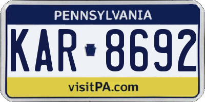 PA license plate KAR8692