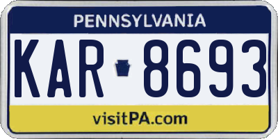 PA license plate KAR8693