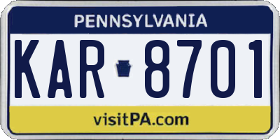 PA license plate KAR8701