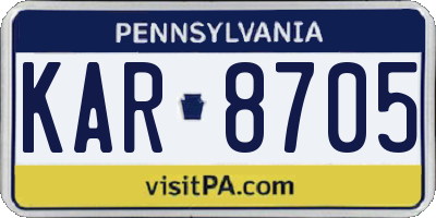 PA license plate KAR8705