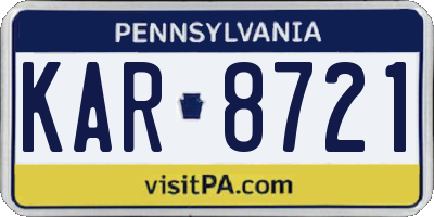 PA license plate KAR8721