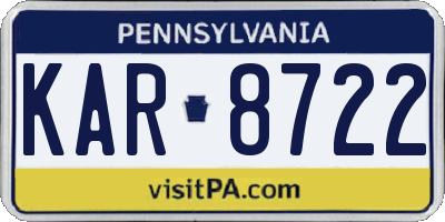 PA license plate KAR8722