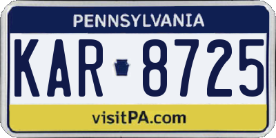 PA license plate KAR8725