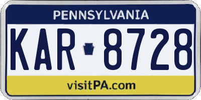 PA license plate KAR8728