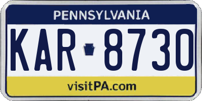 PA license plate KAR8730