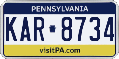 PA license plate KAR8734