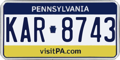 PA license plate KAR8743