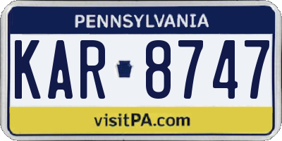 PA license plate KAR8747
