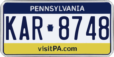 PA license plate KAR8748