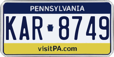PA license plate KAR8749