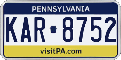 PA license plate KAR8752