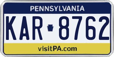 PA license plate KAR8762