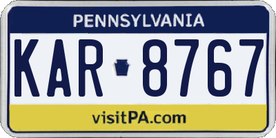 PA license plate KAR8767