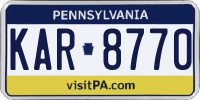 PA license plate KAR8770