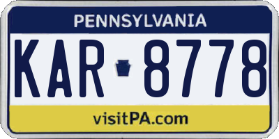 PA license plate KAR8778