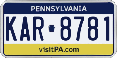 PA license plate KAR8781