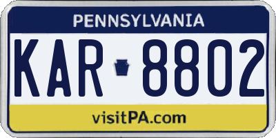 PA license plate KAR8802