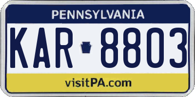 PA license plate KAR8803