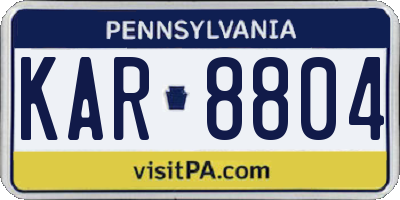 PA license plate KAR8804