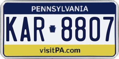 PA license plate KAR8807