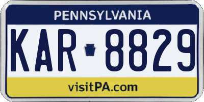 PA license plate KAR8829