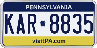 PA license plate KAR8835