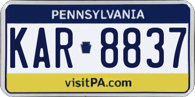 PA license plate KAR8837