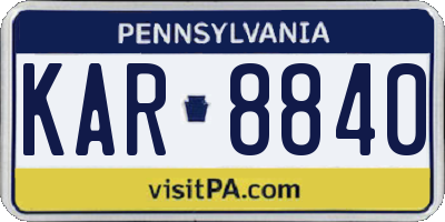 PA license plate KAR8840