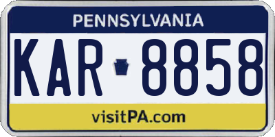 PA license plate KAR8858