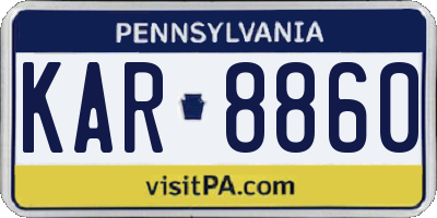 PA license plate KAR8860