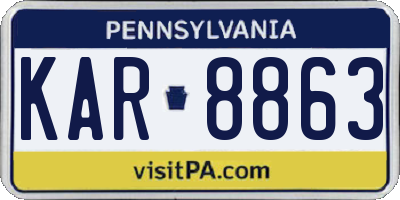 PA license plate KAR8863