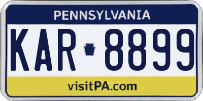 PA license plate KAR8899